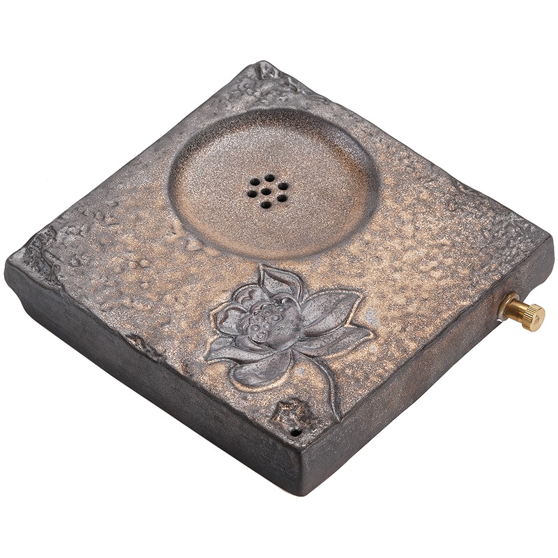 Ấm tráng men bằng sắt mạ vàng kiểu Nhật, ấm gốm thô, đệm ấm nhỏ, gốm cổ điển, trữ nước và thoát nước, giá đỡ ấm hai mục đích