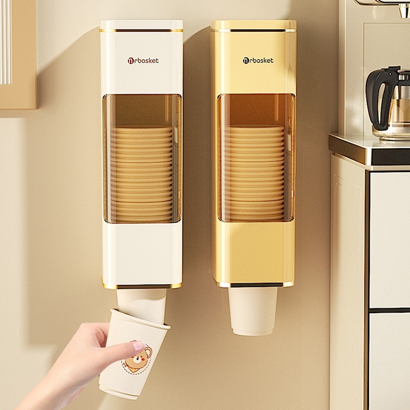 Giá để cốc dùng một lần, máy lấy cốc tự động, giá để cốc giấy chống bụi treo tường không đục lỗ, máy lọc nước, máy đựng đồ gia dụng
