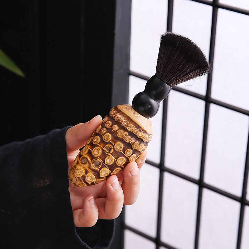 Bút nâng ấm gốc tre tự nhiên, bàn trà, bàn trà, Khay trà, bút trà, bàn chải tre than, phụ kiện trà đạo không có lông