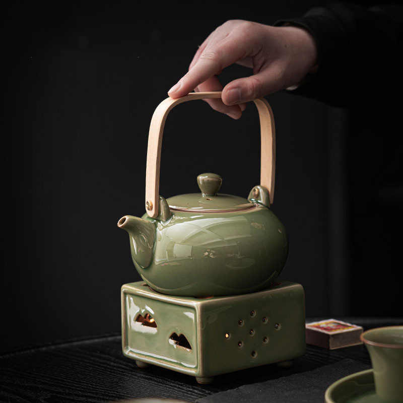 Bộ trà Kung Fu bếp đun trà nến cổ điển bếp pha trà ấm ấm trà chân đế giữ nhiệt bếp nến ngoài trời