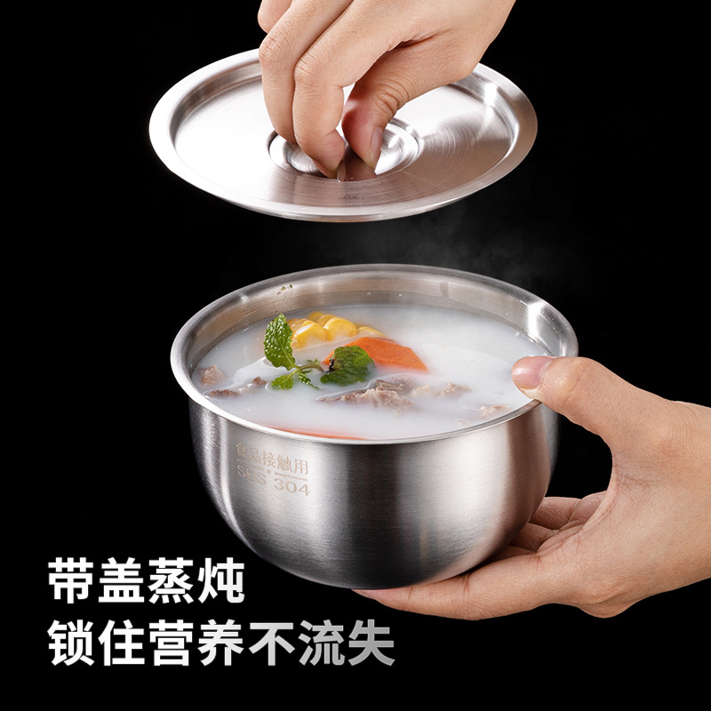 Bát hấp trứng inox 304 cấp thực phẩm gia dụng có nắp đậy bát tráng miệng yến sào MX009