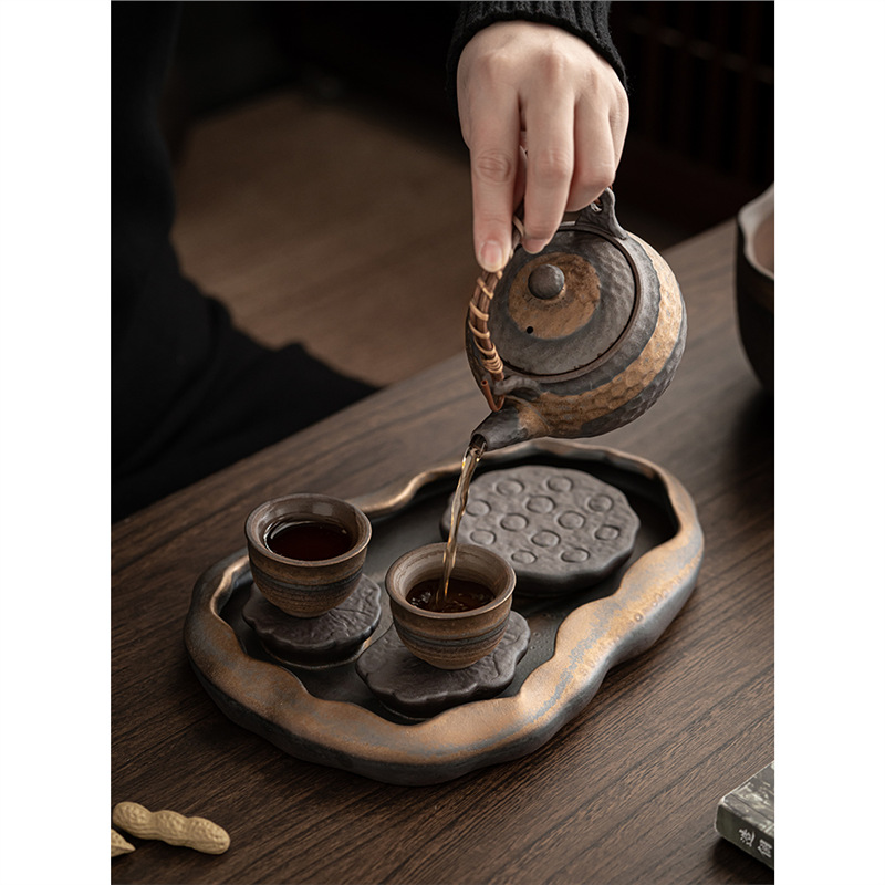 Khay trà kiểu Nhật Zen Bộ trà Kung Fu Bộ trà bàn pha khô đơn giản trữ nước gia dụng cỡ nhỏ Bộ trà bàn trà khay đựng ấm bàn trà