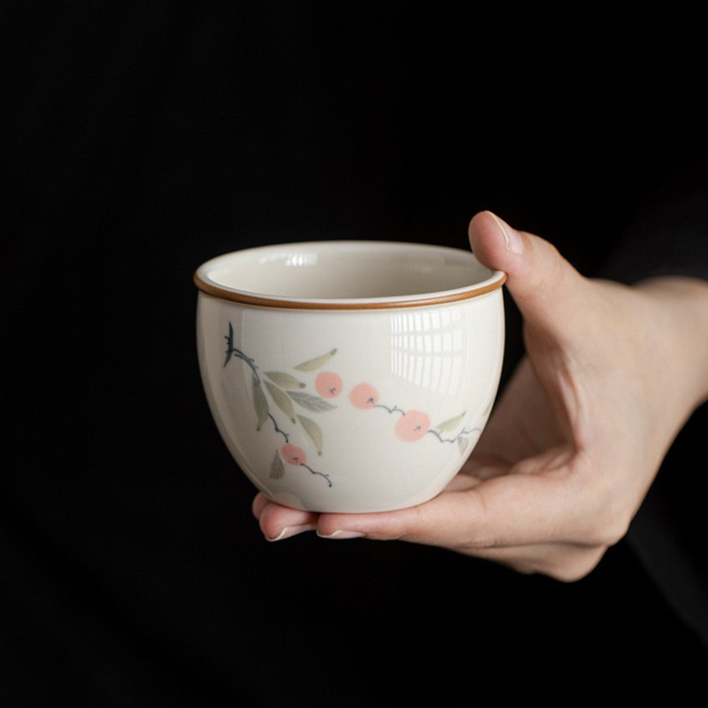 Cốc trà gốm sứ tráng men màu hồng cốc đơn cốc chủ nhân cao cấp dụng cụ trà Kung Fu Trung Quốc mới gia dụng cốc trà gốm sứ