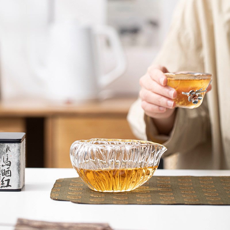 Cốc Cốc Nhật Bản Lá Sen Cốc Dày Trong Suốt Chịu Nhiệt Đồng Nhất Cốc Hộ Gia Đình Kung Fu Bộ Trà Trà chia