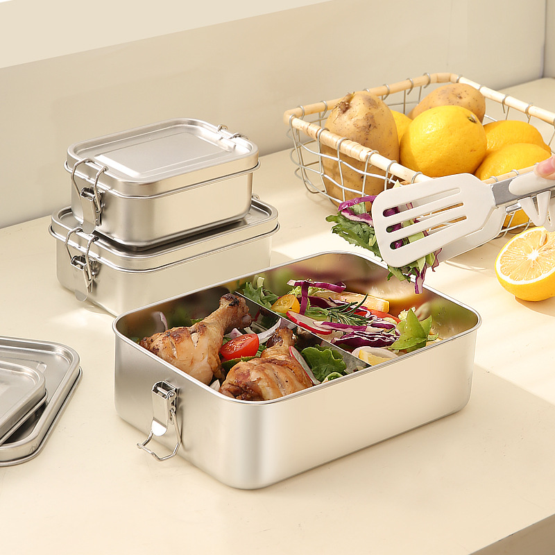 Hộp cơm inox 304 cấp thực phẩm hộp cơm có nắp hộp cơm trưa hộp cơm trưa ngoài trời hộp cơm hấp