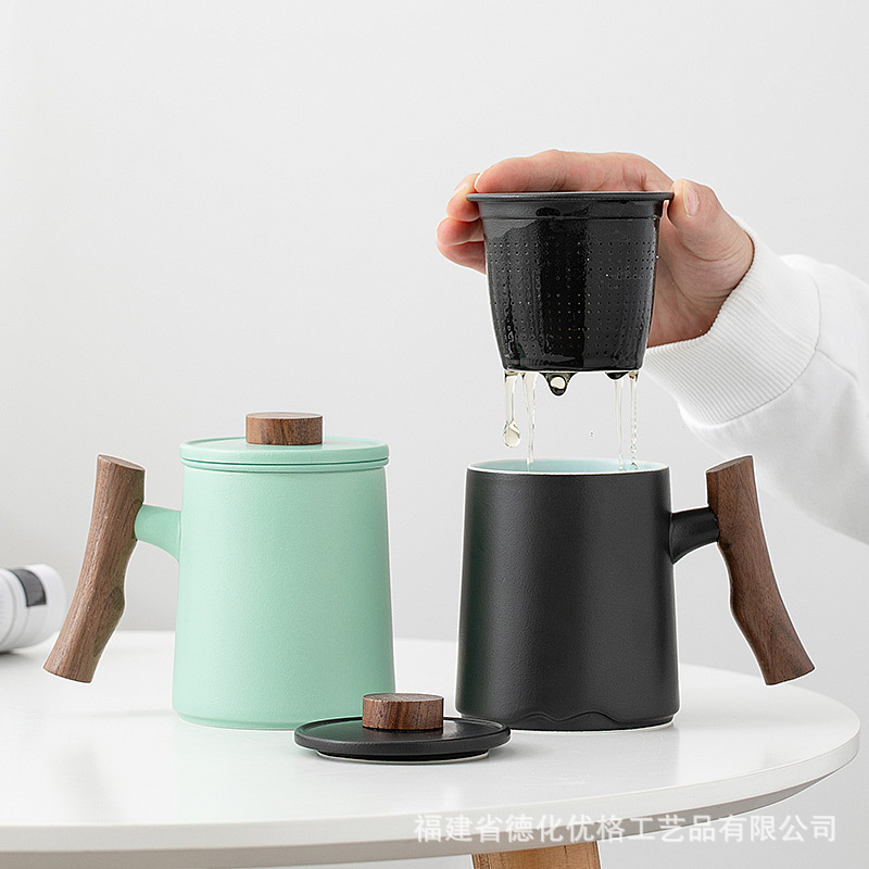 Cốc Mug gốm sứ có nắp đựng trà văn phòng gia dụng tách trà Cốc pha trà có thể tích lớn cho Nam Nữ Chữ cá nhân