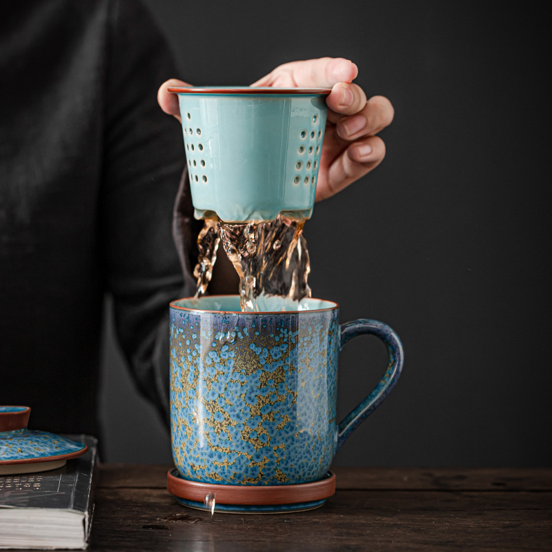 Cốc công sở tách trà cốc pha trà cao cấp cổ điển kiểu Trung Quốc dung tích lớn cho nam và nữ