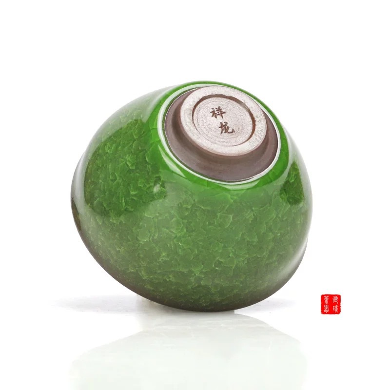 Bộ ấm chén trà Kung Fu cao cấp, chén trà xẻ cạnh, chén đơn Green Ice Crack Master Cup, gốm sứ, chén trà đặc sản cá nhân.