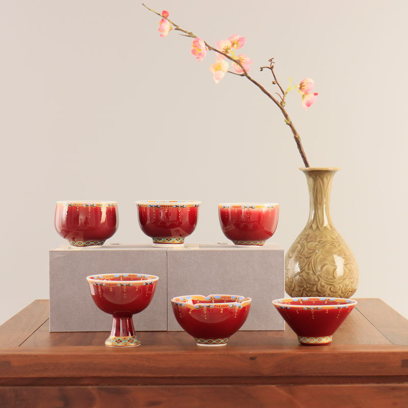 Lang men đỏ nhiệt độ cao nguyên khoáng cổ trà đạo Trung Quốc bộ trà lớn gốm đỏ Trung Quốc nhà chủ cốc