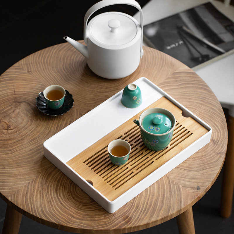 Khay trà tre đơn giản kiểu Nhật, khay pha khô melamine kiểu trữ nước gia dụng cỡ nhỏ, Bộ trà Kungfu, khay trà bàn trà