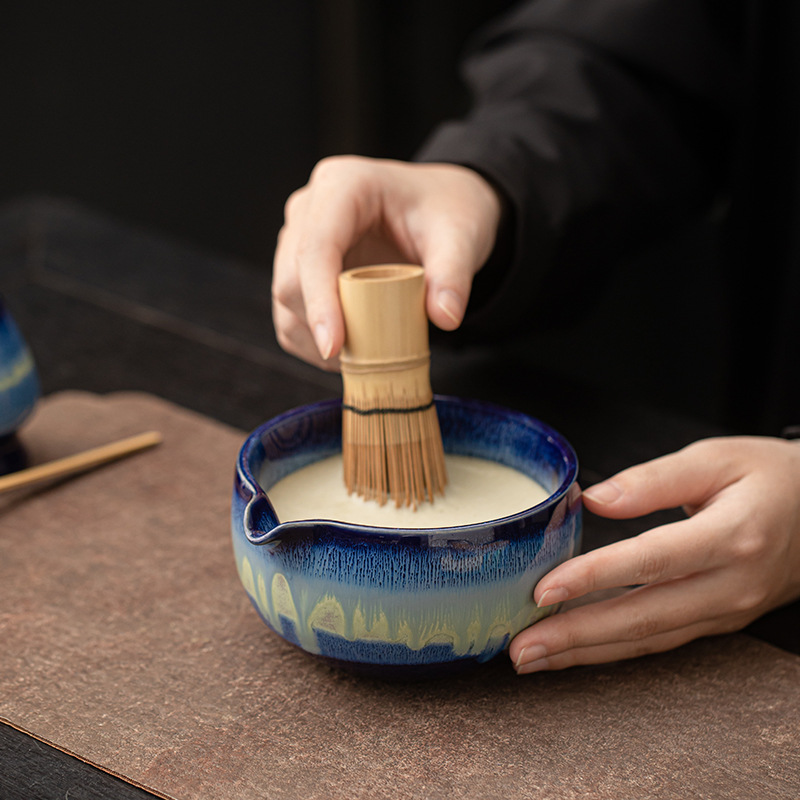 Yaobian Starry Sky Matcha Bát trà Bình trà Bộ đồ đứng Bình trà cổ điển sáng tạo Bình trà Giá đỡ Dụng cụ Matcha Phụ kiện trà