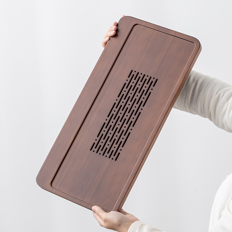 Khay trà tre nặng, bàn pha khô Kung Fu văn phòng gia dụng, bàn trà tre nhỏ thoát nước