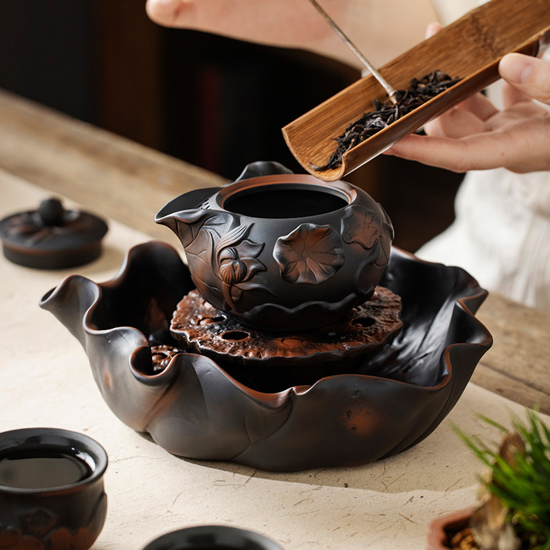 Ấm pha trà gốm tím, ấm một tay cầm, ấm pha trà gốm sứ, ấm pha trà gia dụng không nóng dung tích lớn, dụng cụ pha trà Kung Fu