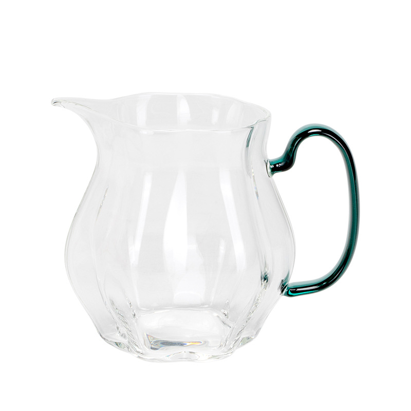 Cốc công bằng thủy tinh hoa mận kiểu Nhật có tay cầm, bộ lọc trà chống bỏng và chịu nhiệt độ cao, cốc công cộng cỡ lớn dày dặn, Biển Trà