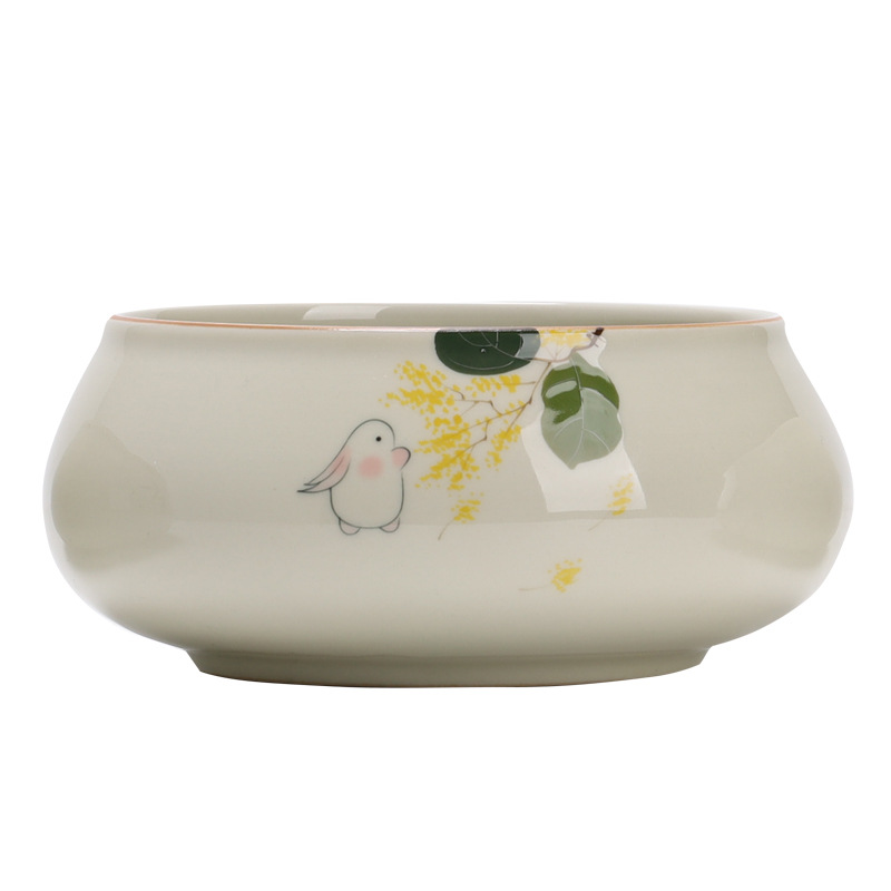 Tinh khiết vẽ tay mặt trăng thỏ Jianshui trà rửa lớn Trung Quốc gốm sứ Kung Fu Phụ Kiện Bộ trà bát nước Biển Trà một thùng bã trà