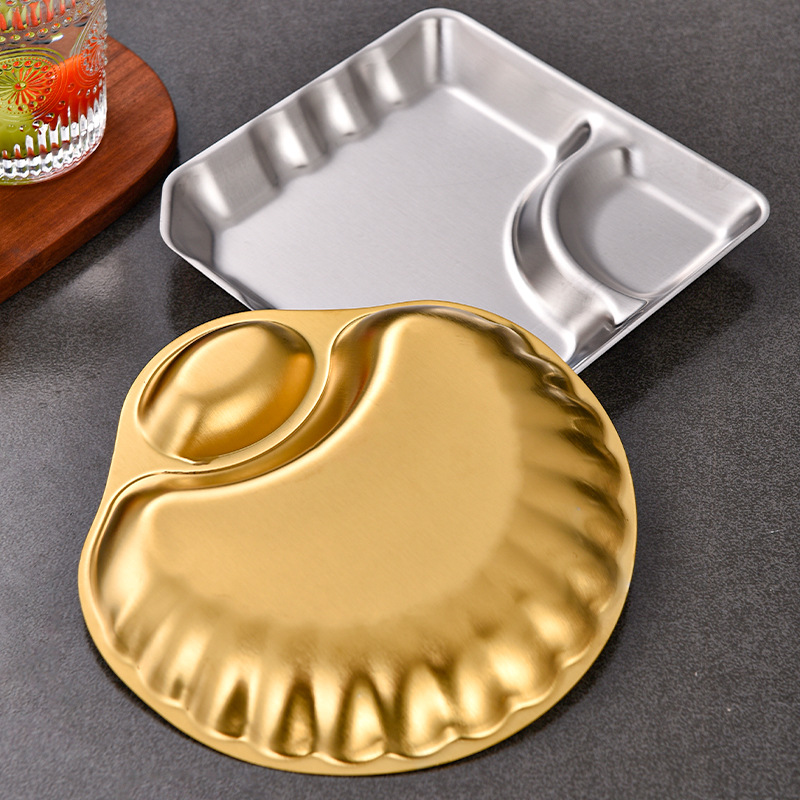 Đĩa vỏ sò inox 304 có ngăn chứa sốt đựng gà rán - khoai tây chiên - thức ăn nhanh, decor cho nhà hàng PBCP34