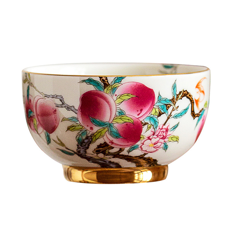 Cốc trà cổ vẽ tay nguyên chất, cốc trà, cốc chủ nhân, cốc đơn cá nhân, bộ trà Kung Fu gốm sứ Trung Quốc tráng men màu