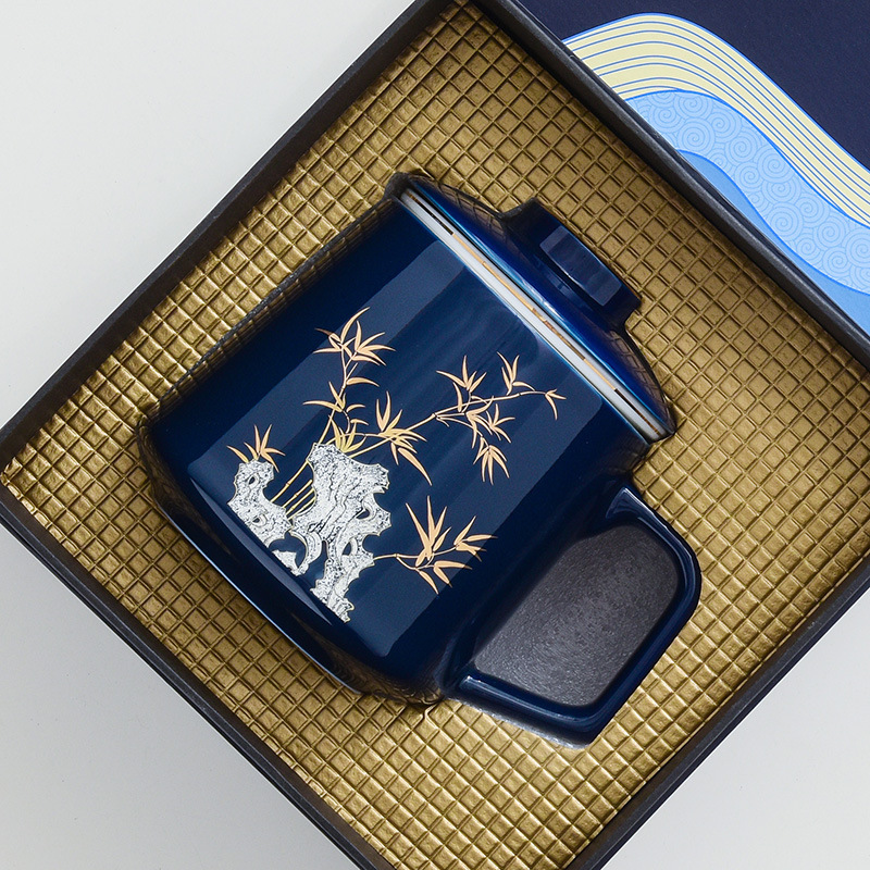 Cốc lọc dung tích lớn có nắp cốc trà cốc pha trà tách trà gốm cốc nước văn phòng bán buôn quà tặng