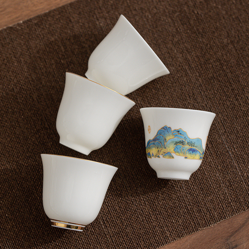 Cốc trà sứ trắng Dehua cốc trà gốm sứ cỡ nhỏ