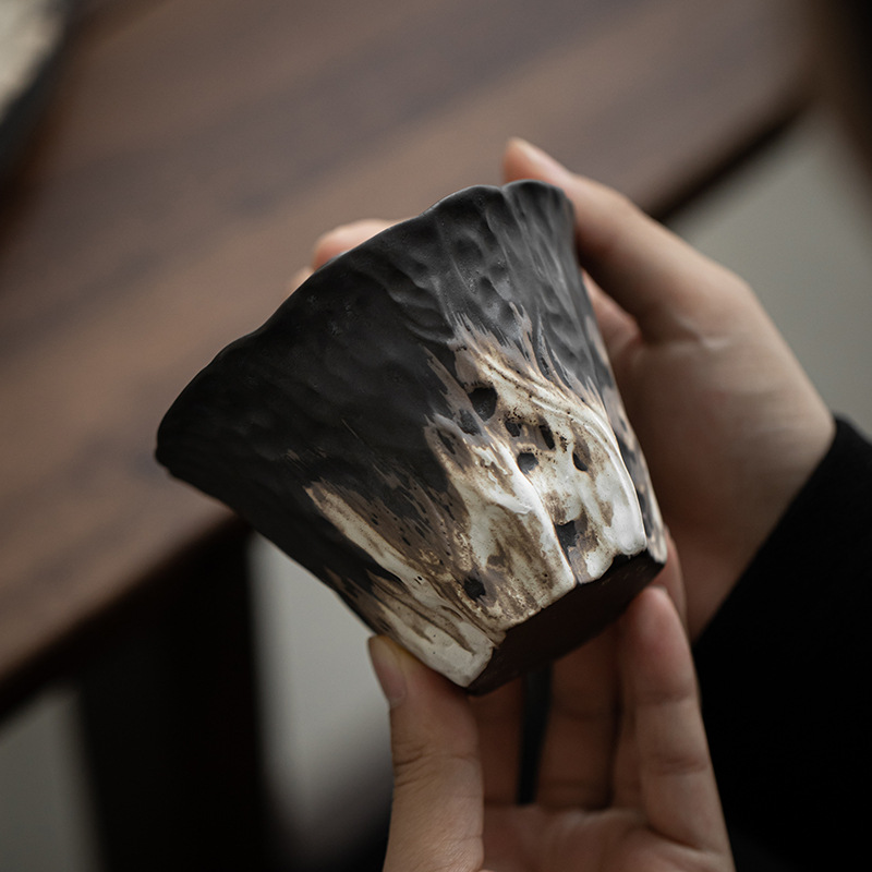 Wabaijifeng Lotus Rhyme Có nắp bát gốm thô chạm nổi thủ công lớn tách trà bộ trà Kung Fu dụng cụ pha trà cổ