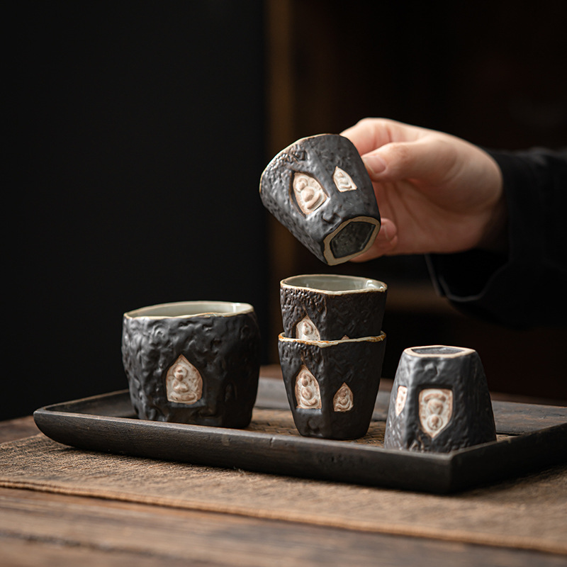 Washiji làm bằng tay bột trích dẫn cổ điển cốc trà gốm sứ cốc chủ nhân cốc đơn Bộ trà Kung Fu cốc trà gốm thô Đôn Hoàng