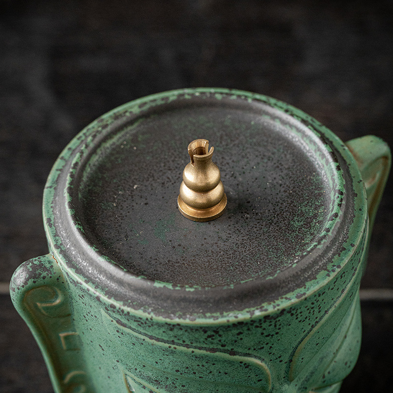 Lư hương mặt nạ đồng Sanxingdui cho hương trong nhà, giá đỡ hương gia dụng sáng tạo, đồ trang trí bằng gốm Zen S.