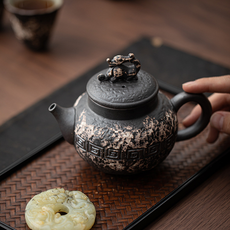 Wabi-Im lặng Vật Tương Long Dụng cụ trà Kung Fu gốm sứ Ấm đơn Ấm trà thủ công cỡ lớn gia dụng Ấm pha trà chống bỏng