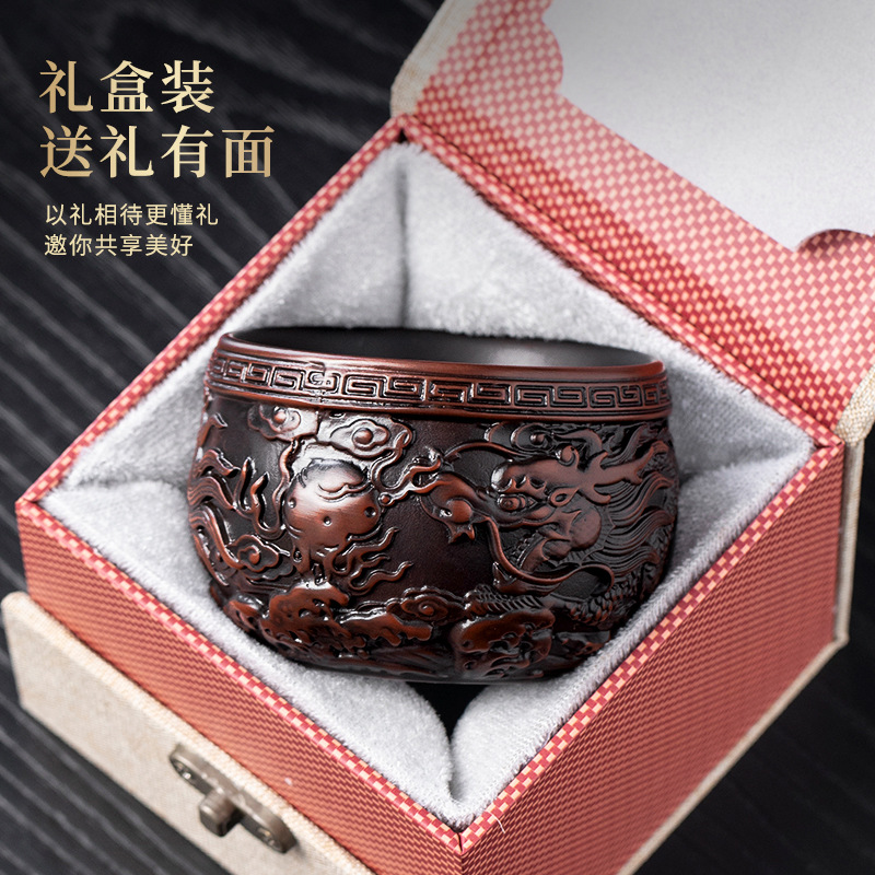 Bộ ấm chén trà Kung Fu cao cấp gốm sứ Xianglong tím, chén đơn, quà tặng cá nhân