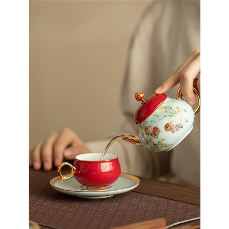 Ấm trà Fortune Dangtou Bộ ấm trà Kung Fu một ấm hai chén gia dụng cao cấp Trung thu Ngày nhà giáo quà tặng bán buôn