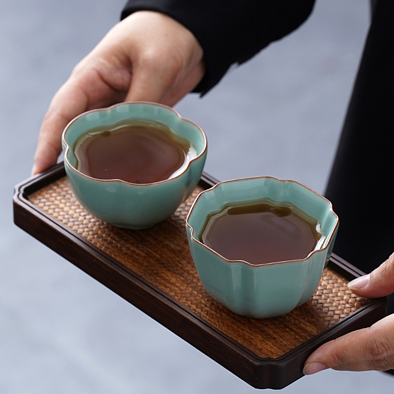 Cốc trà màu lục lam bầu trời ở lò Houhu, cốc của chủ nhân lò Ru, cốc trà có thể nâng cao kung fu, cốc trà đơn, cốc trà