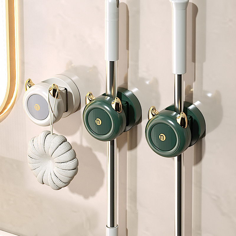 Móc treo cây lau nhà quái vật nhỏ không cần đục lỗ hiện vật treo tường giá để đồ Cây lau nhà khóa dính mạnh mẽ kẹp Cây lau nhà