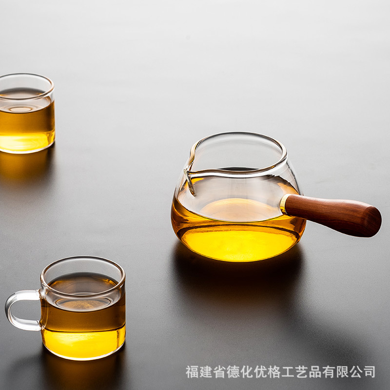 Cốc tay cầm bên, phụ kiện Bộ trà kiểu Nhật gia dụng, Cốc pha trà, cốc công cộng, cốc tách trà thủy tinh chịu nhiệt đơn