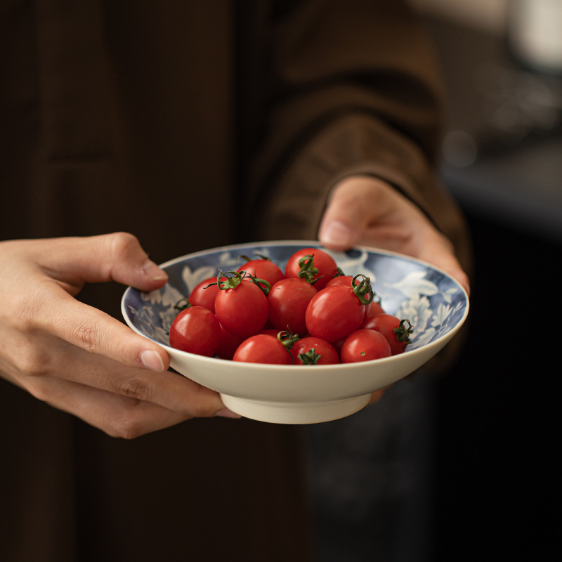 Ấm gốm sứ trắng xanh tráng men soda, ấm trà kiểu Trung Quốc, đệm ấm, khay đựng đồ gia dụng, khay đựng trái cây, phụ kiện bộ trà