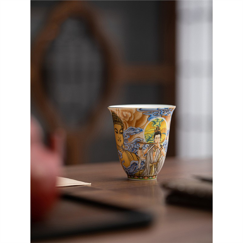 Cốc chủ nhân Đôn Hoàng tráng men cao cấp, bộ trà Kung Fu Trung Quốc, cốc trà cá nhân gốm sứ, hộp quà