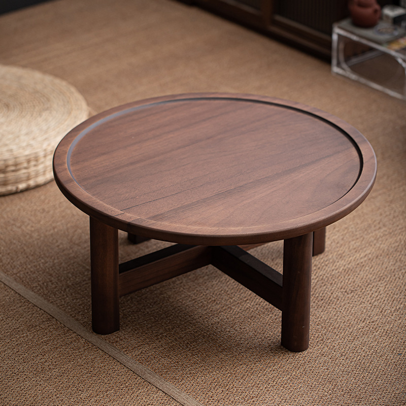 Bàn trà nhỏ Gỗ Óc Chó bàn uống trà ban công tròn mini bàn gia dụng đơn giản Bàn thấp Tatami Bàn sofa