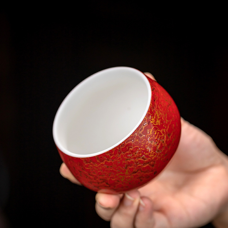 Bộ ấm chén trà Suyuan Lacquerware, chất liệu sơn mài Phúc Châu, kiểu da tê giác, làm thủ công, chén trà Dehua, chất liệu ngọc béo cừu, sứ trắng cao cấp, hộp quà tặng