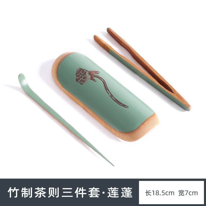 Nhà sản xuất bán buôn thìa trà tre lấy thìa cà phê thưởng trà sen phụ kiện Bộ trà Kung Fu trà đánh thức sáu quý nhân kẹp trà