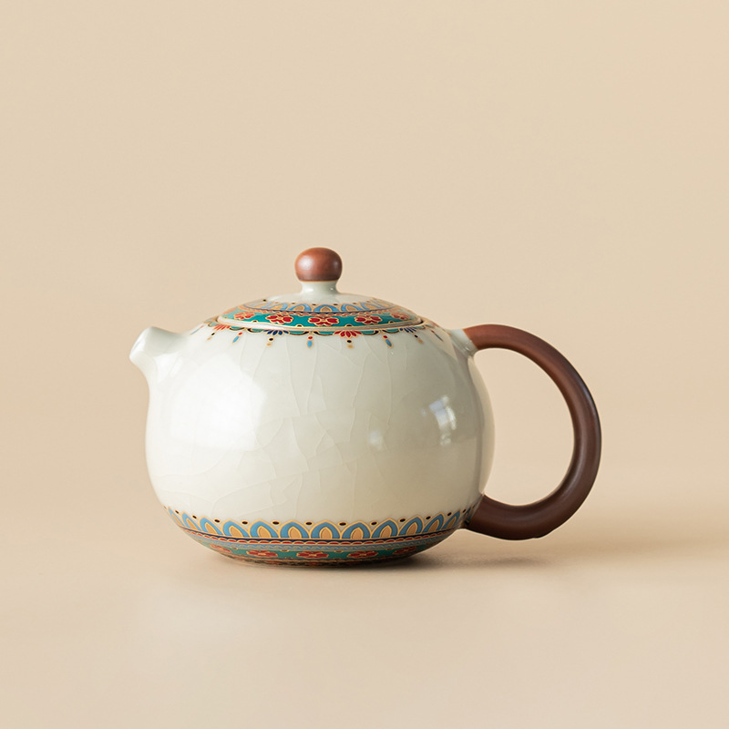 Ru Lò Đôn Hoàng Baoxianghua Xi Shi Ấm pha trà gia dụng bằng gốm sứ có thể nâng cao bộ trà Kung Fu ấm lọc ấm đơn
