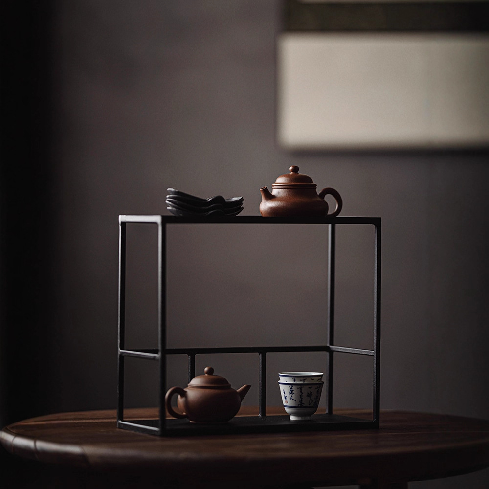 Giá để bàn trà sắt rèn, giá để tách trà, Giá để đồ Bogu, bộ trà Kung Fu, giá trưng bày để bàn nhiều tầng, không gian trà