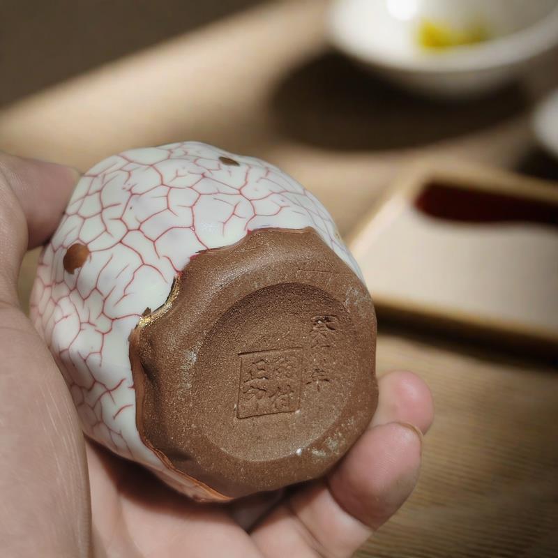 Cốc chủ sở hữu gốm Shiino Shichai kiểu Nhật, tách trà thủ công, tách đơn, chén trà Kung Fu vàng điểm bùn đá cũ Đài Loan