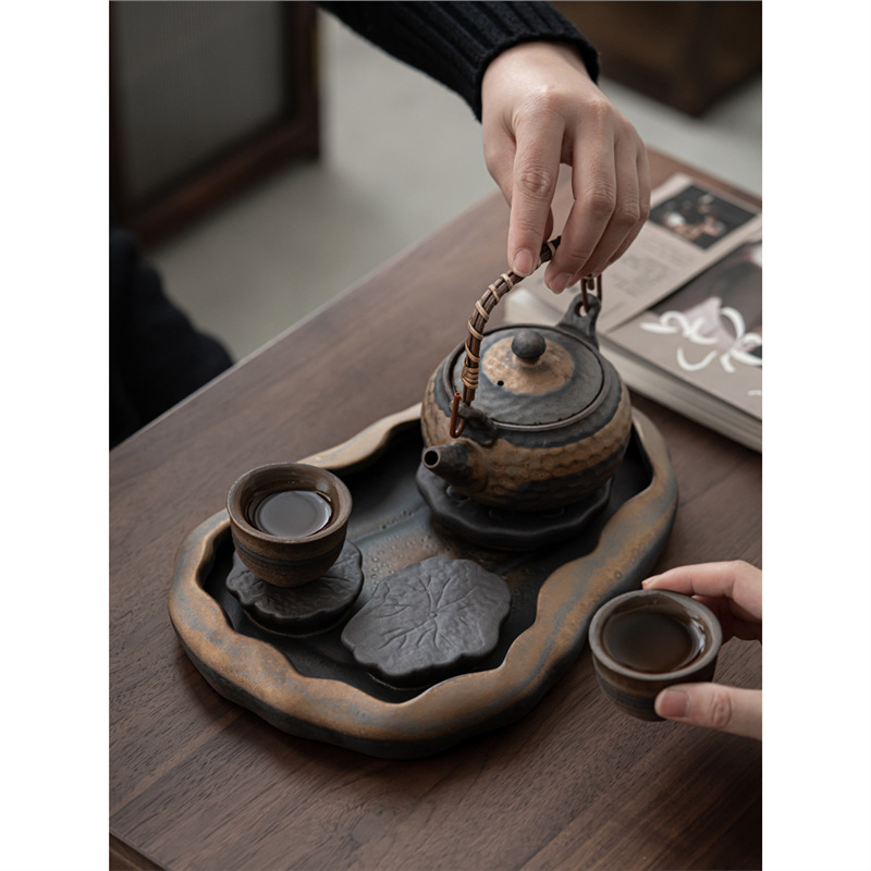 Khay trà kiểu Nhật Zen Bộ trà Kung Fu Bộ trà bàn pha khô đơn giản trữ nước gia dụng cỡ nhỏ Bộ trà bàn trà khay đựng ấm bàn trà