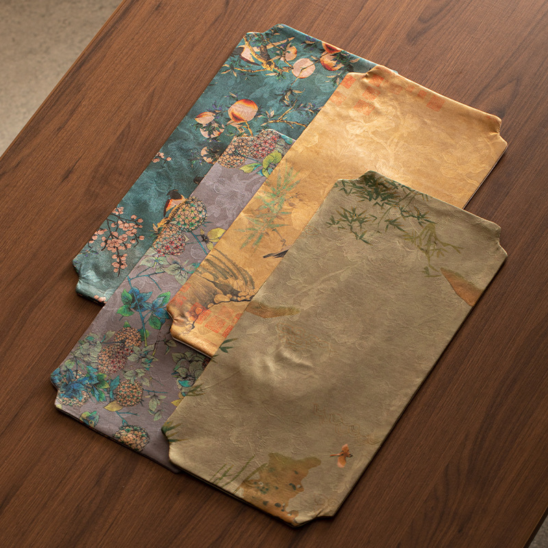 Tấm lót trải trà khô hình chữ nhật sợi mây thơm vải trải bàn kiểu cổ điển cách nhiệt hai mặt kiểu dáng thiền cao cấp mới Trung Quốc vải trà