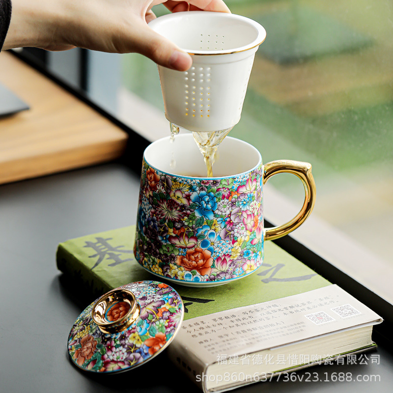 Cốc sứ Jingdezhen Cốc nước tráng men Cốc pha trà văn phòng tách trà Cốc đặc biệt cá nhân Quà Tặng