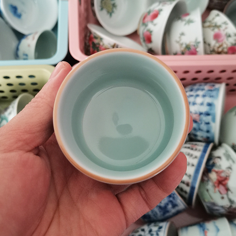Cốc trà gốm sứ Cảnh Đức Trấn màu xanh và trắng họa tiết rồng Bộ trà Kung Fu cốc chủ cốc đơn cốc miệng thẳng cốc trà cổ cốc trà