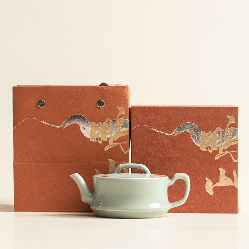 Màu xanh da trời như hồ, ấm trà bằng tre Ru kiln dùng trong gia đình, ấm pha trà không nứt, bộ ấm trà gốm kiểu Trung Hoa, ấm đơn, quà tặng.