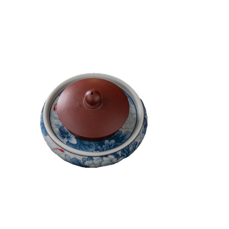 Nắp chén trà sứ xanh trắng cổ điển, nắp tô, đế lót ly bàn trà nhỏ bằng gốm, giá đỡ ấm trà, phụ kiện trà đạo