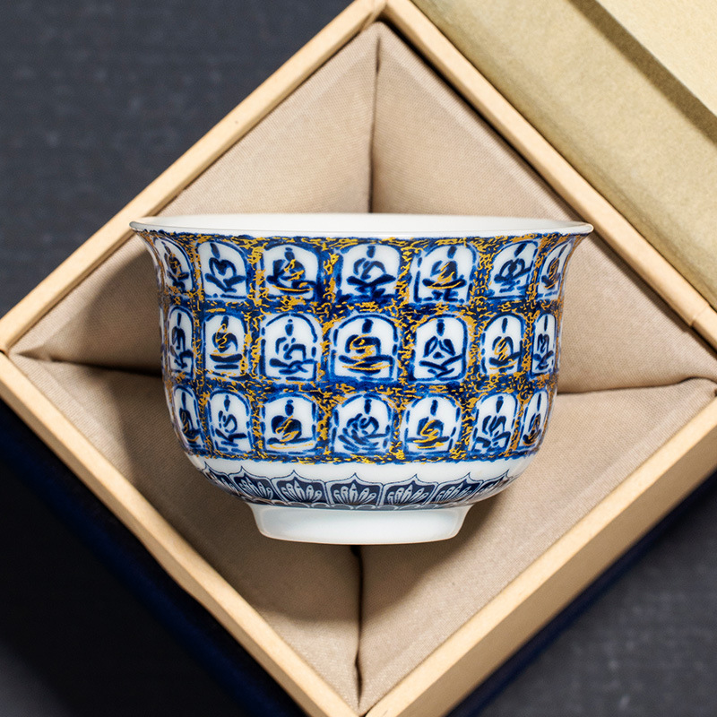 Cốc gốm sứ tráng men Ngàn Phật Cốc tròn Cốc trà Cốc chủ cao cấp chuyên dụng cá nhân Cốc trà Chén trà Bộ trà Kung Fu