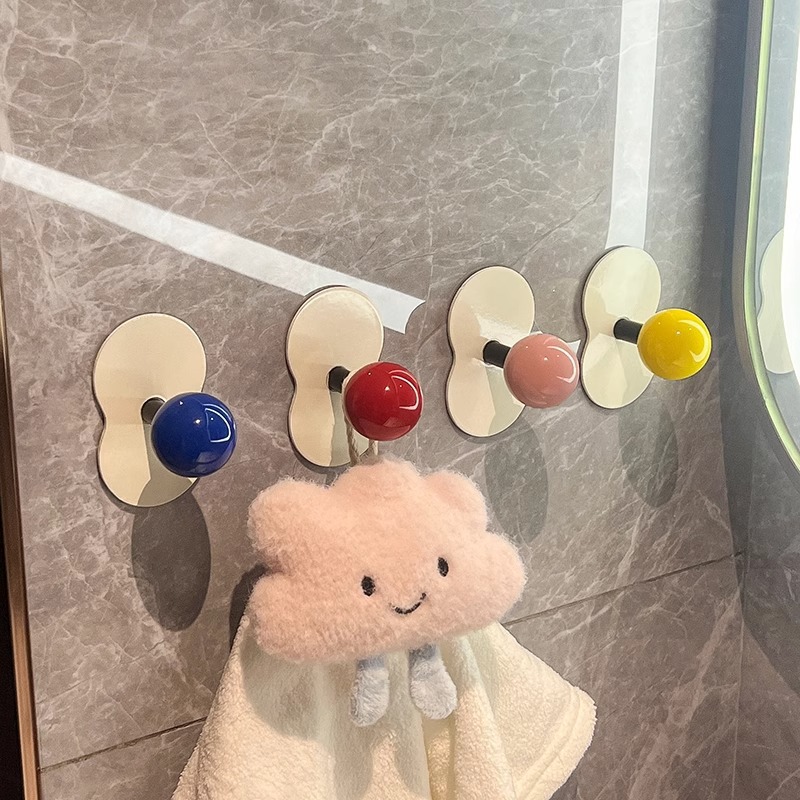 Móc dính cường lực không đục lỗ phòng tắm gia dụng nhà vệ sinh sáng tạo treo tường khăn treo tường đựng đồ móc dính chịu lực