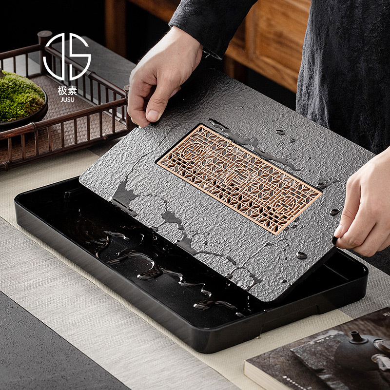 [Giảm giá thông quan đặc biệt] Bộ ấm trà, Khay trà, bàn pha khô Kung Fu gia dụng, khay đựng gốm sứ, khay nhỏ lưỡng dụng