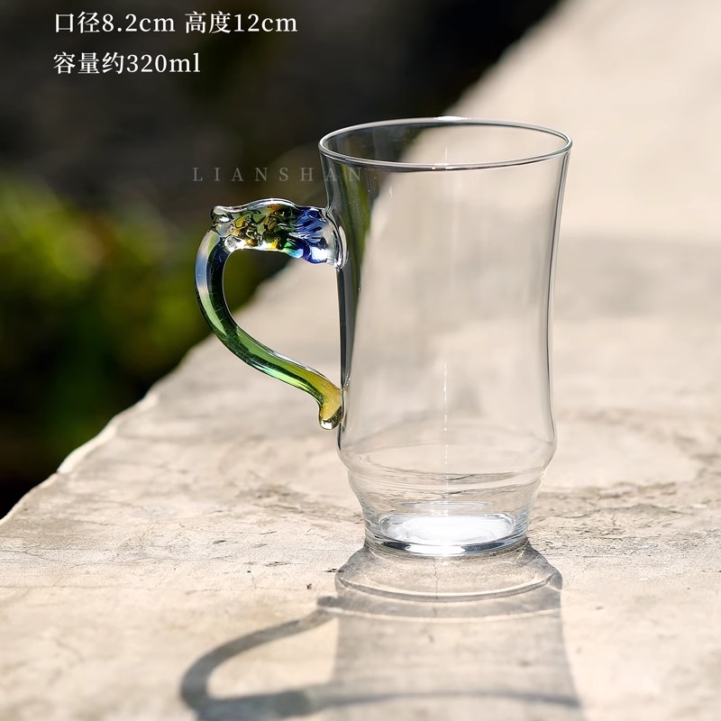 Cốc Trà xanh đặc biệt cốc nước năm rồng Cốc pha trà chịu nhiệt và chống bỏng có tay cầm trong suốt có giá trị cao